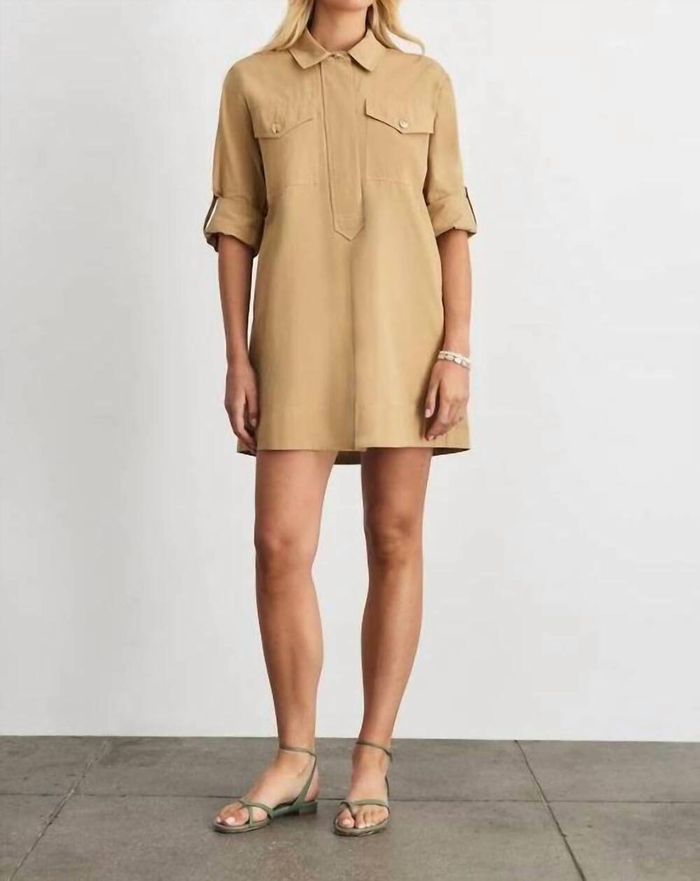 NEW TANYA TAYLOR lennon dress in dark khaki